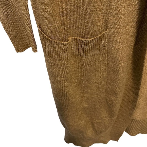 DEBUT Cozy Long Open Cardigan Sweater Pockets Women's Tan Beige Brown S - Picture 9 of 13